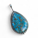 Kingman Blue Copper Turquoise Solid 925 Sterling Silver Pendant