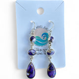 Kingman Violet Dahlia Solid 925 Sterling Silver Earrings