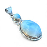 Caribbean Larimar Solid 925 Sterling Silver Pendant