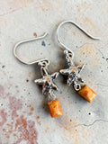 Sponge Coral Starfish Solid 925 Sterling Silver Earrings