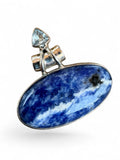 Sodalite & Blue Topaz Solid 925 Sterling Silver Pendant