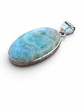 Caribbean Blue Calcite Solid 925 Sterling Silver Pendant