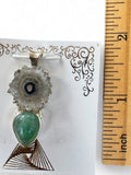 Quartz Stalactite & Amazonite Solid 925 Sterling Silver Pendant