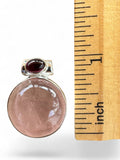 Rose Quartz & Garnet Solid 925 Sterling Silver Pendant