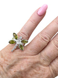 Peridot Butterfly Solid 925 Sterling Silver Ring 4.5