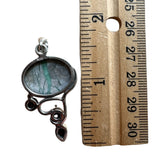 Variscite & Garnet Solid 925 Sterling Silver Pendant