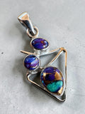 Kingman Purple Turquoise Solid 925 Sterling Silver Pendant