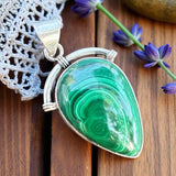 Malachite Solid 925 Sterling Silver Pendant