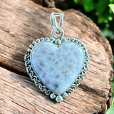 HEART Natrolite Pink Larimar Solid 925 Sterling Silver Pendant