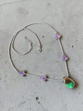 Boulder Chrysoprase & Amethyst Solid 925 Sterling Silver Necklace