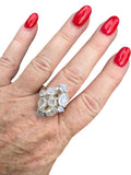 Rainbow Moonstone cluster Solid 925 Sterling Silver Ring 9