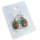 Crazy Lace Agate oval Solid 925 Sterling Silver Earrings