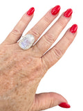 Faceted Rainbow Moonstone Solid 925 Sterling Silver Ring 6