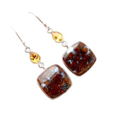 Cady Mountain Agate & Citrine Solid 925 Sterling Silver Earrings