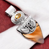 Montana Agate & Citrine Solid 925 Sterling Silver Pendant