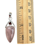 Rose Quartz & Garnet Solid 925 Sterling Silver Pendant