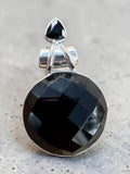 Faceted Black Onyx Solid 925 Sterling Silver Pendant
