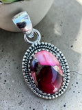 Kingman Red Rose Dahlia Solid 925 Sterling Silver Pendant