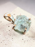 Rough Aquamarine Solid 925 Sterling Silver Pendant