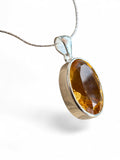 Citrine Solid 925 Sterling Silver Pendant with chain
