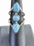 Caribbean Larimar Solid 925 Sterling Silver Ring 7