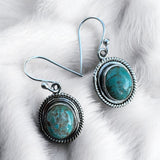 Number 8 Turquoise Solid 925 Sterling Silver Earrings