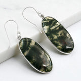 Moss Agate Solid 925 Sterling Silver Earrings