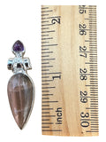 Golden Sunstone & Amethyst Solid 925 Sterling Silver Pendant