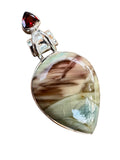 Imperial Jasper & Garnet Solid 925 Sterling Silver Pendant