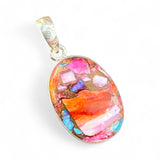 Kingman Pink Dahlia Turquoise Solid 925 Sterling Silver Pendant