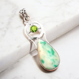 Peridot in Chrysoprase & Peridot Solid 925 Sterling Silver Pendant