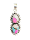 Kingman Cotton Candy Turquoise Solid 925 Sterling Silver Pendant