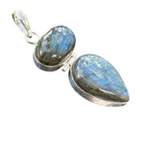 Double Labradorite Solid 925 Sterling Silver Pendant