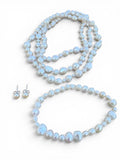 Freshwater Pearl Necklace Bracelet Earrings Set - cream