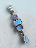 Rainbow Moonstone Solid 925 Sterling Silver Pendant