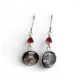 Hypersthene & Garnet Solid 925 Sterling Silver Earrings