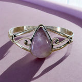 Pink Kunzite Solid 925 Sterling Silver Cuff Bracelet