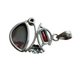 Noreena Jasper, Coral & Garnet Solid 925 Sterling Silver Pendant