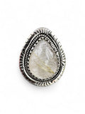 Gold Rutilated Quartz Solid 925 Sterling Silver Ring 8.5