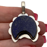 MOON Blue Lapis Solid 925 Sterling Silver Pendant