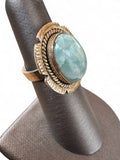 Caribbean Larimar Solid 925 Sterling Silver Ring 6