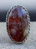 Crazy Lace Agate Solid 925 Sterling Silver Ring 8.5