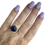 Faceted Blue Lapis Solid 925 Sterling Silver Ring 7.5
