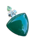 Green Onyx & Peridot Solid 925 Sterling Silver Pendant