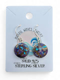 Kingman Purple Blue Turquoise Solid 925 Sterling Silver Earrings