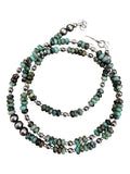 African Turquoise & Bronzite Solid 925 Sterling Silver beaded Necklace