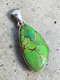 Kingman Green Mojave Turquoise Solid 925 Sterling Silver Pendant