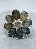 Labradorite flower Solid 925 Sterling Silver Ring 5