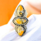 Bumblebee Jasper Solid 925 Sterling Silver Ring 6