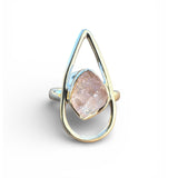 Rough Morganite Solid 925 Sterling Silver Ring 8